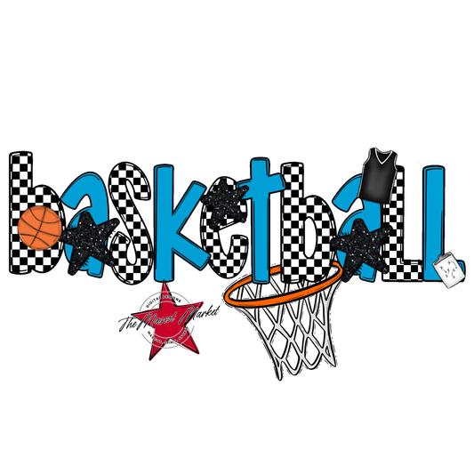 Basketball Checker Alpha-Carolina Blue