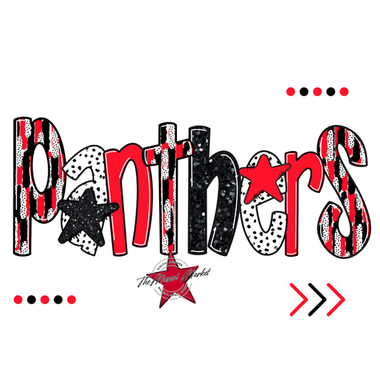 Panthers Brushstroke Alpha w Arrows-Red