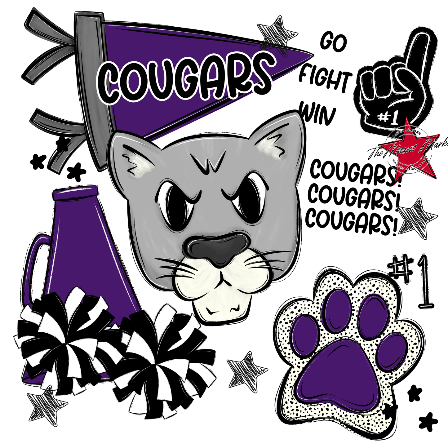 Cougars Spirit Design-Purple