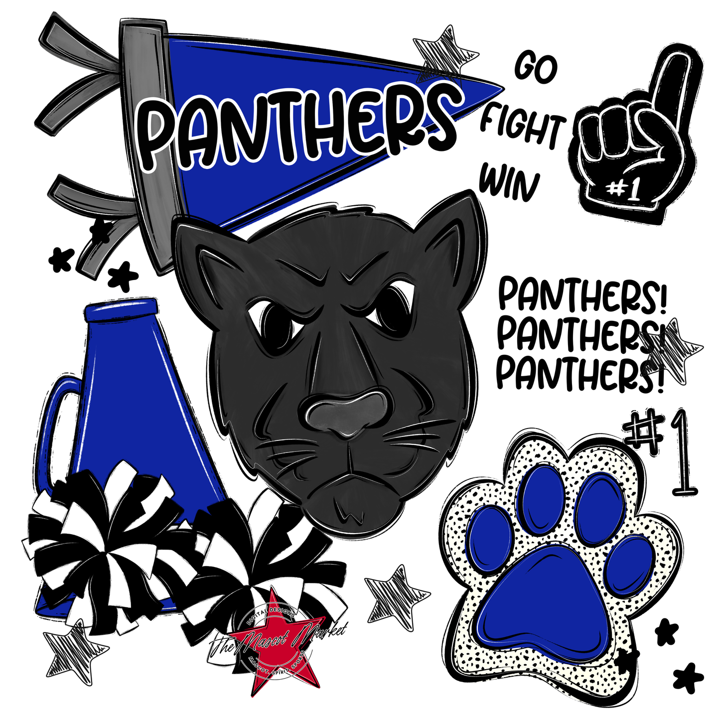 Panthers Spirit Design-Royal Blue