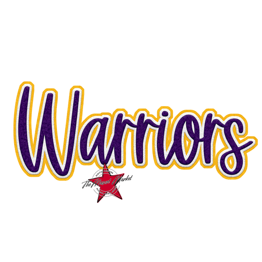 Warriors Faux Chenille Patch-Purple-Yellow