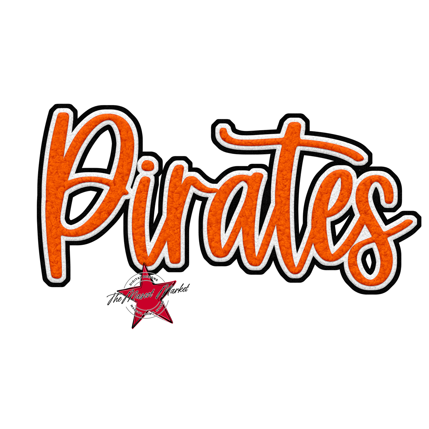Pirates Faux Chenille Patch-Orange