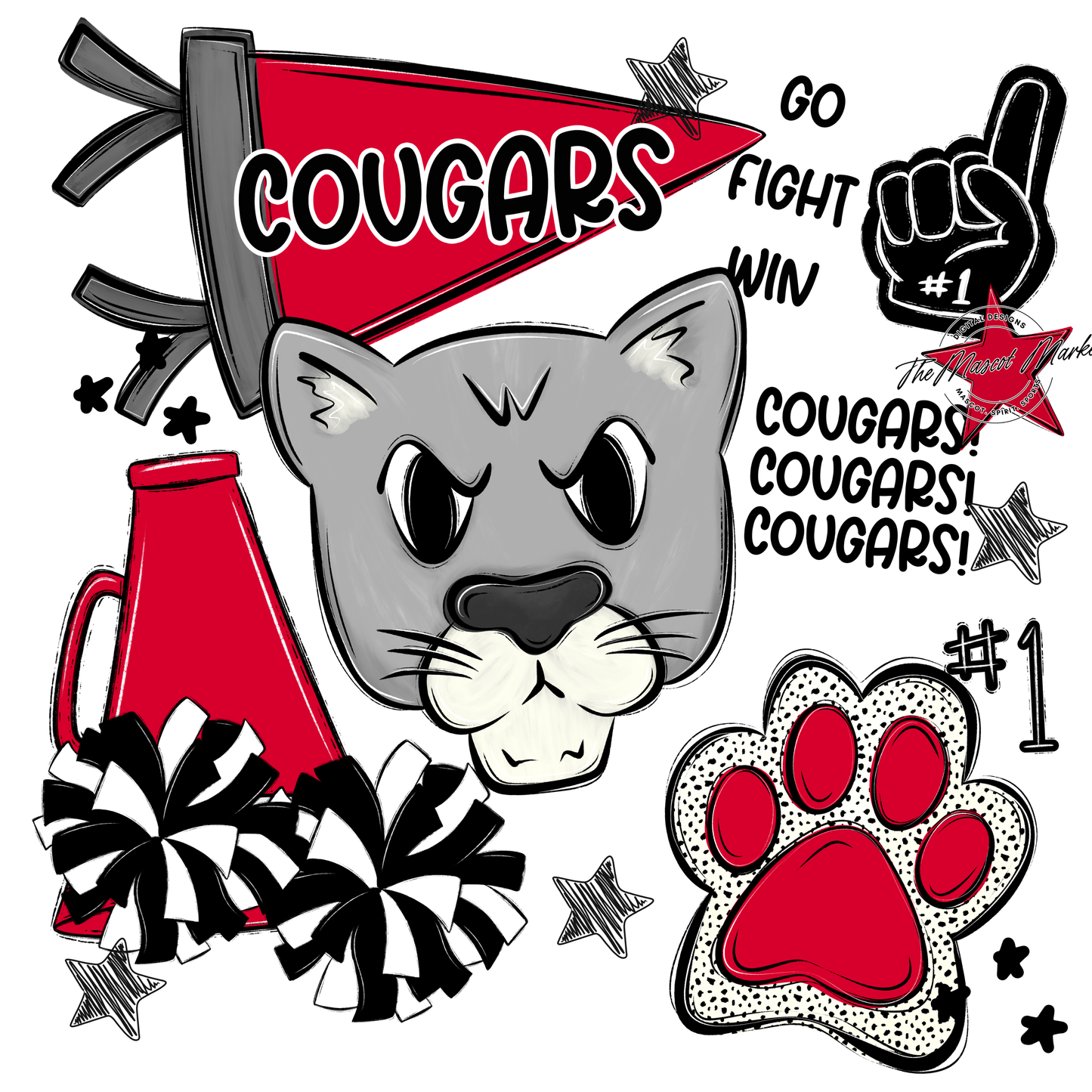 Cougars Spirit Design-Red