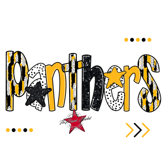 Panthers Brushstroke Alpha w Arrows-Yellow