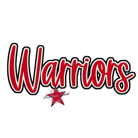 Warriors Faux Chenille Patch-Red