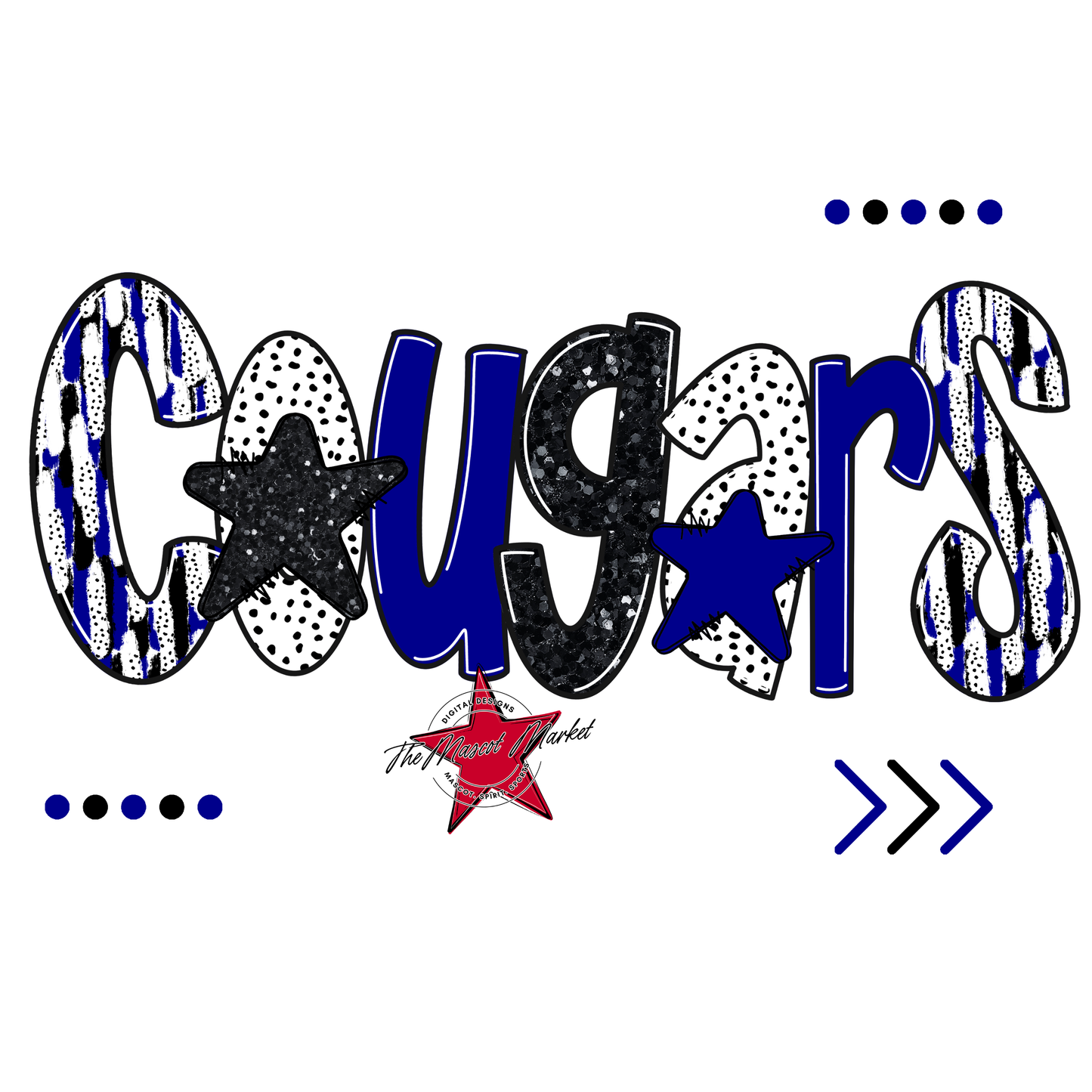 Cougars Brushstroke Alpha w Arrows-Blue