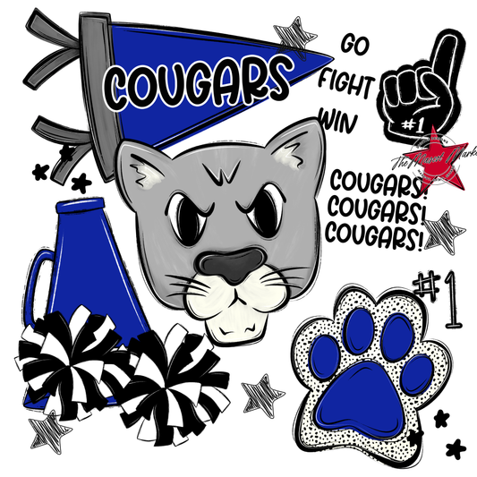 Cougars Spirit Design-Royal Blue