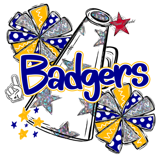Badgers Alpha Cheer Megaphone-Blue-Yellow