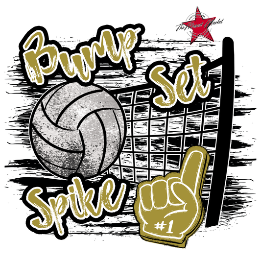 Volleyball Sequins w Net-Gold