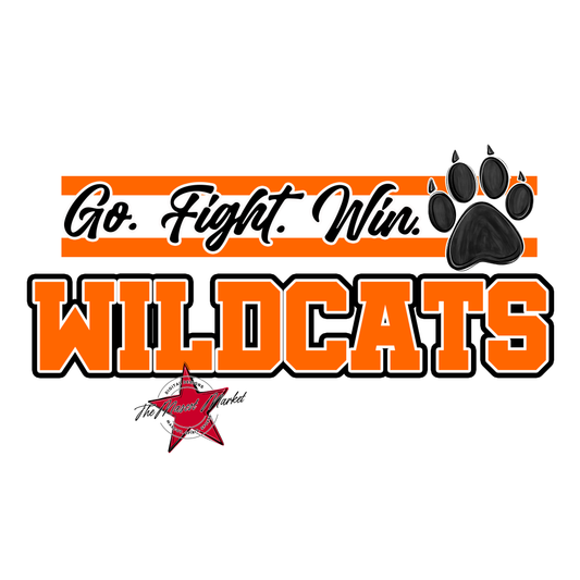 Wildcats Go Fight Win Mascot Lines-Orange