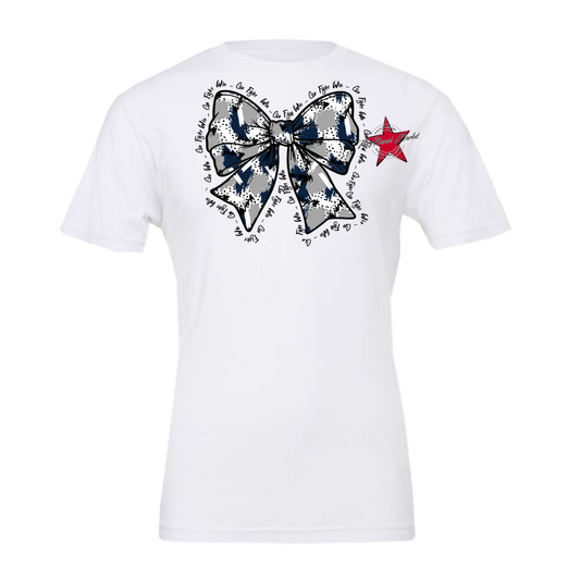 Go, Fight, Win, Splatter Bow Design-Navy-Grey