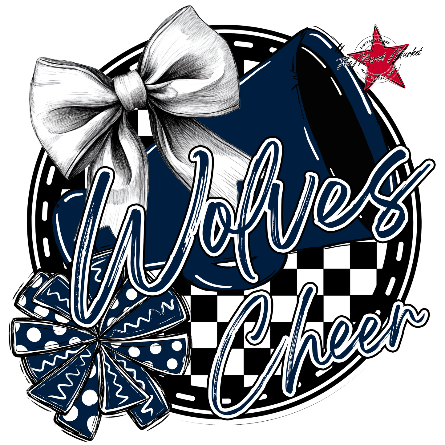 Wolves Circle Cheer Design-Navy