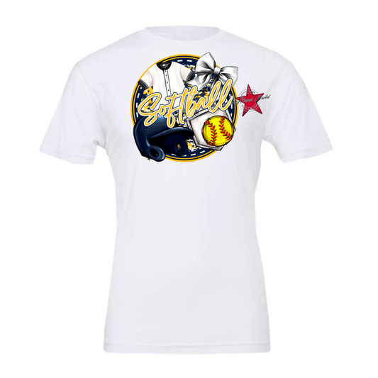Circle Softball Design-Navy-Yellow