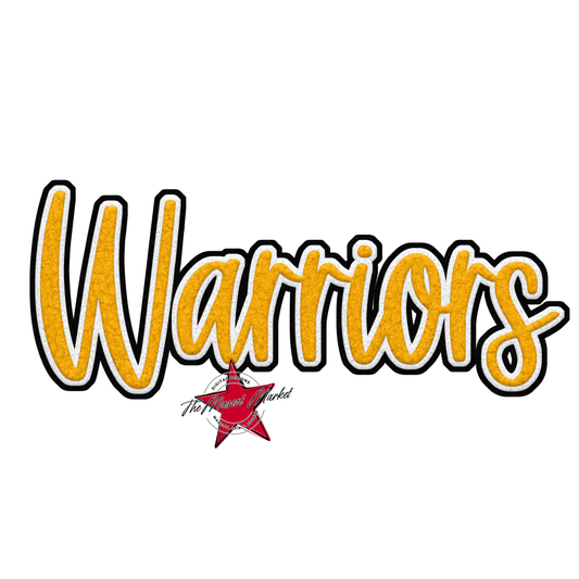Warriors Faux Chenille Patch-Yellow