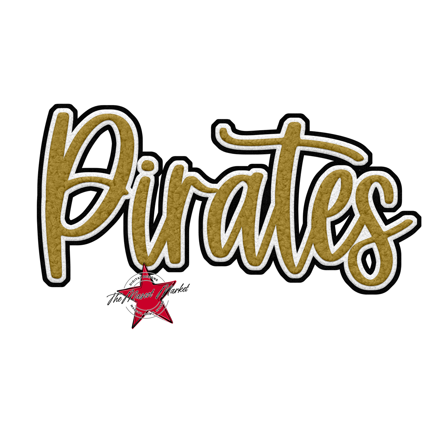 Pirates Faux Chenille Patch-Gold