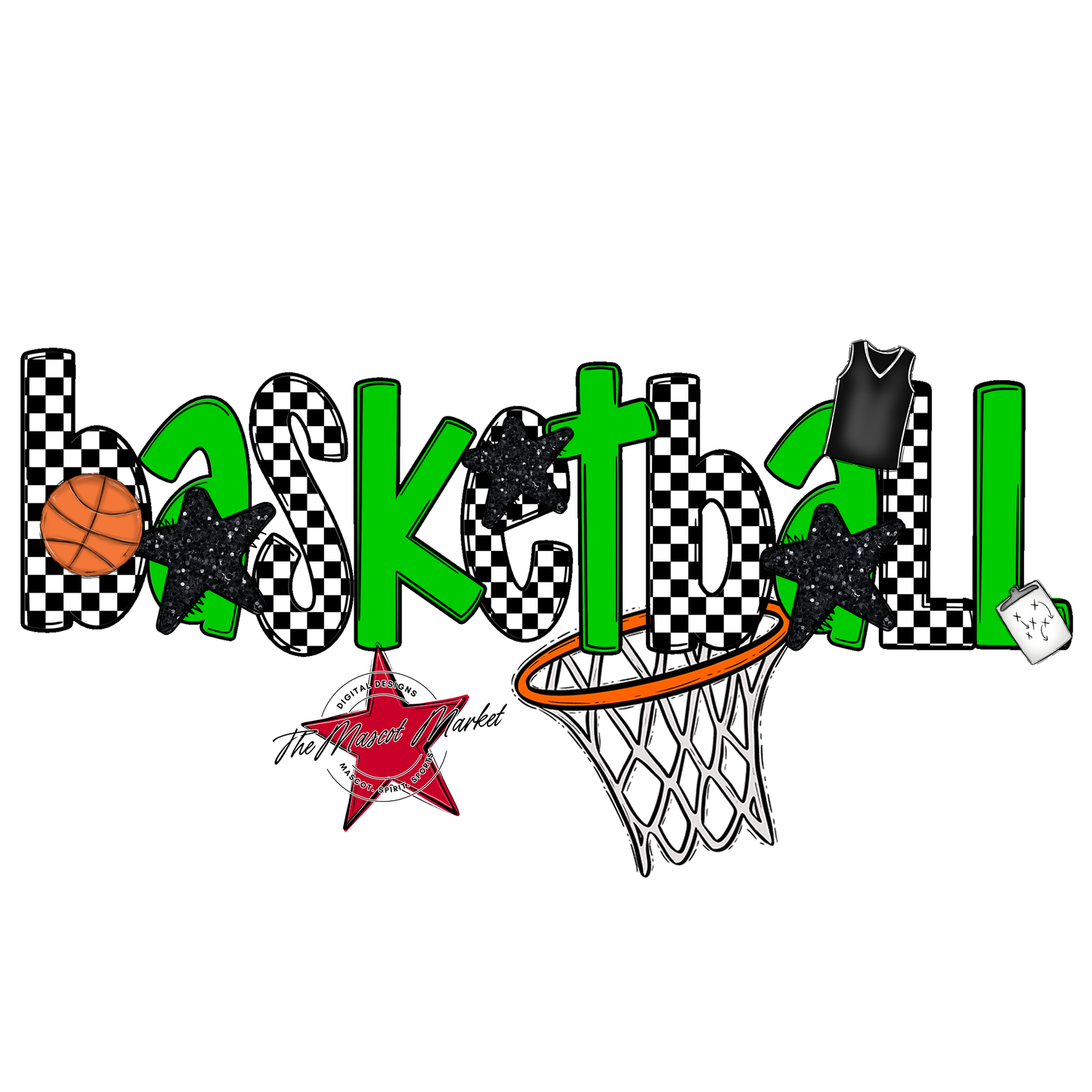 Basketball Checker Alpha-Bright Green