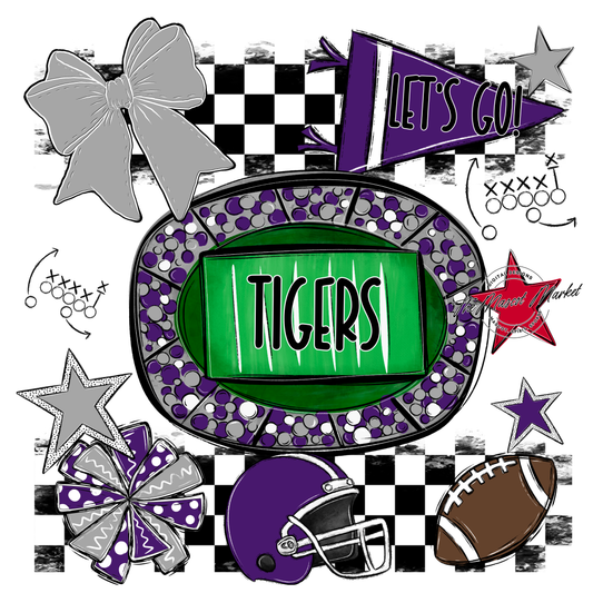 Tigers Checkers Spirit Design-Purple-Grey