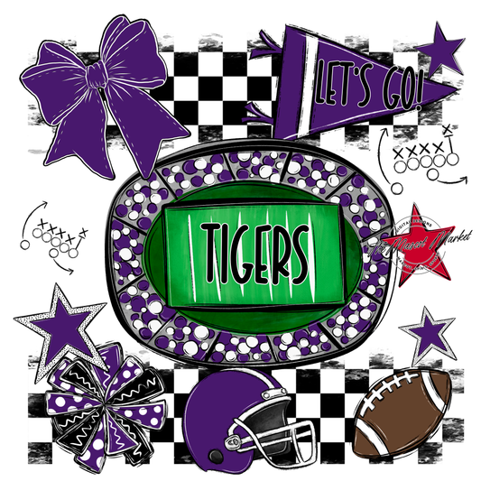 Tigers Checkers Spirit Design-Purple