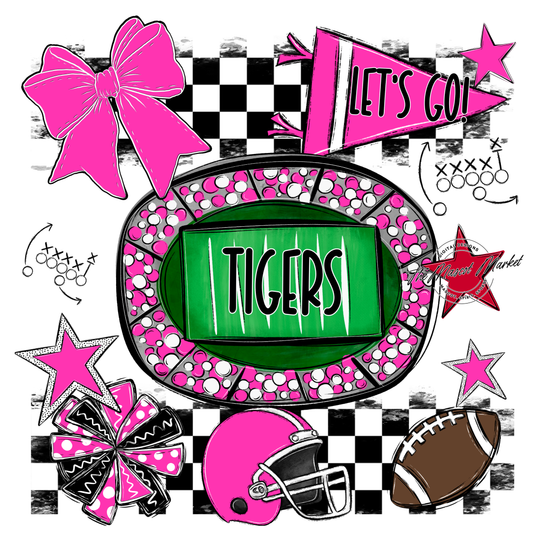 Tigers Checkers Spirit Design-Pink