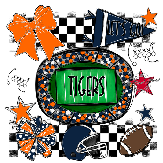Tigers Checkers Spirit Design-Navy-Orange