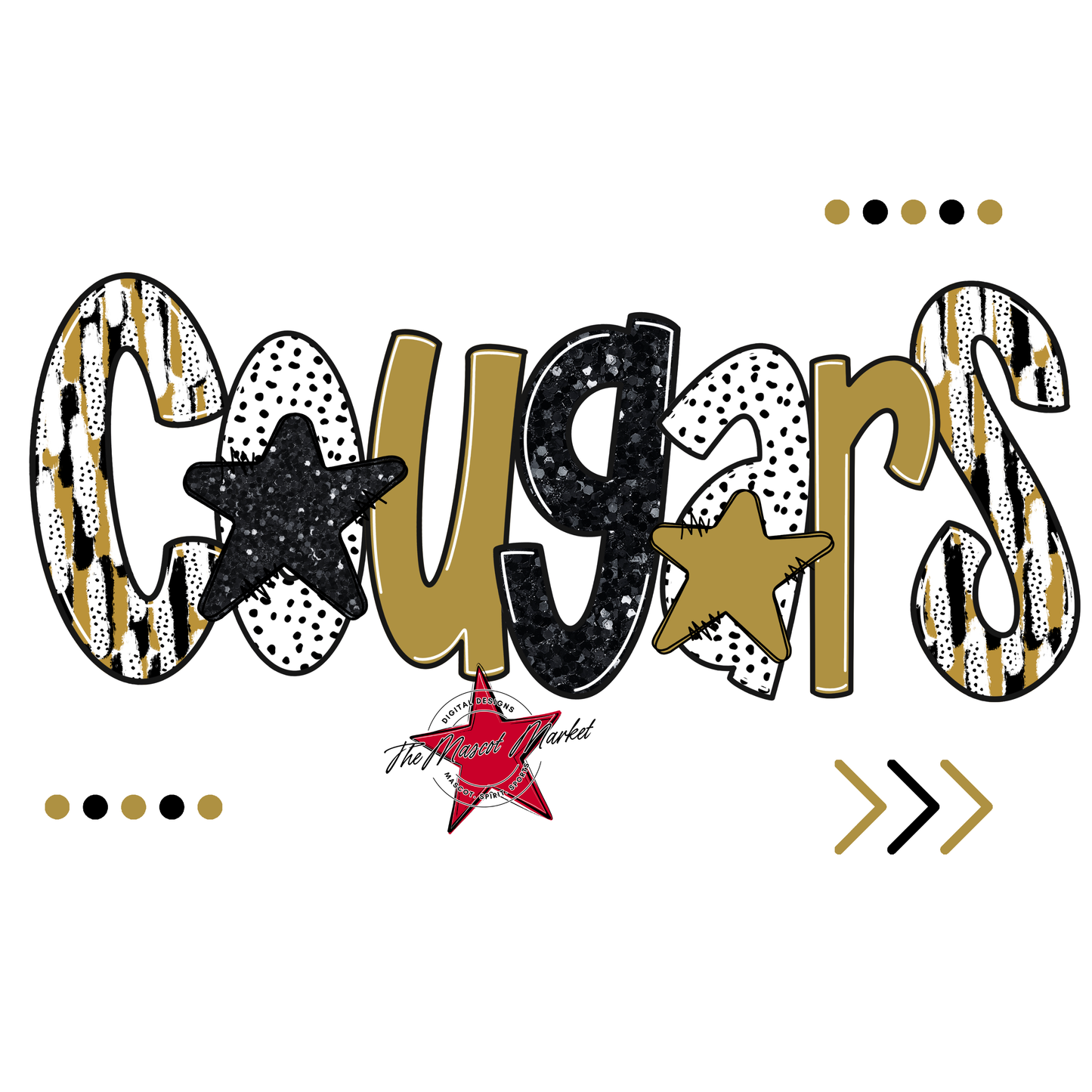 Cougars Brushstroke Alpha w Arrows-Gold