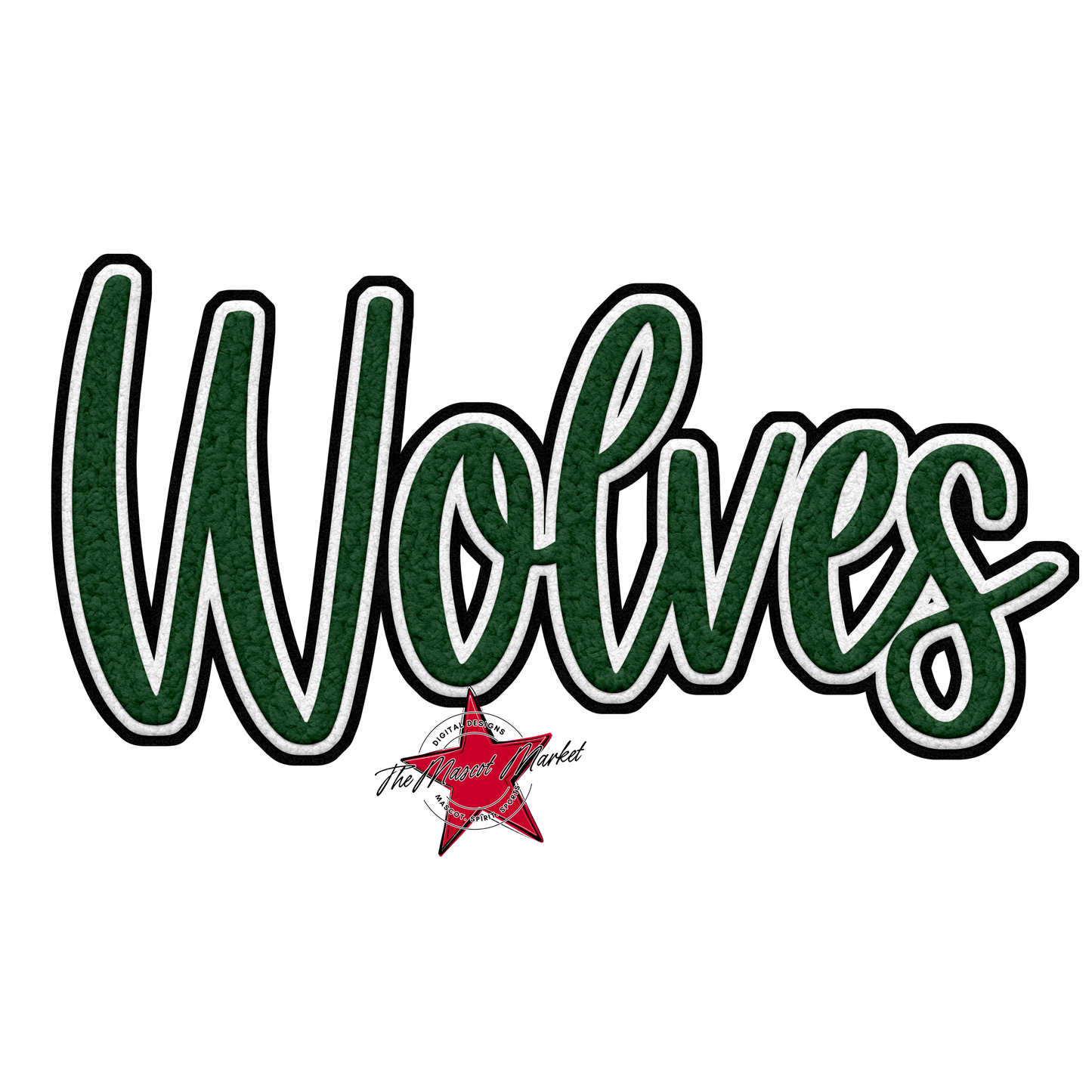 Wolves Faux Chenille Patch-Green