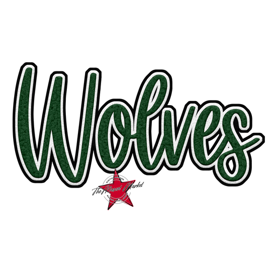 Wolves Faux Chenille Patch-Green