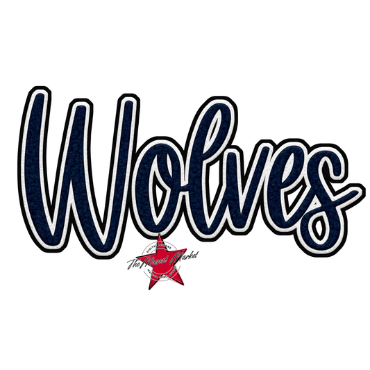 Wolves Faux Chenille Patch-Navy