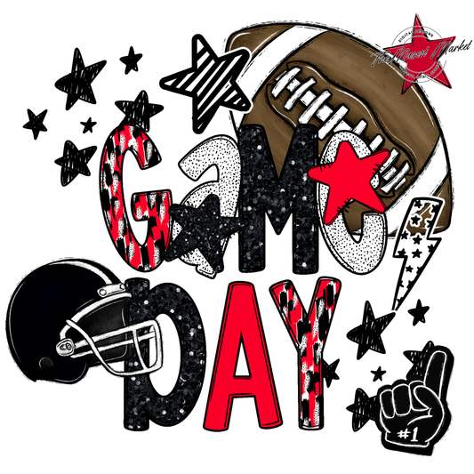 Football Game Day Scrape-Bright Red