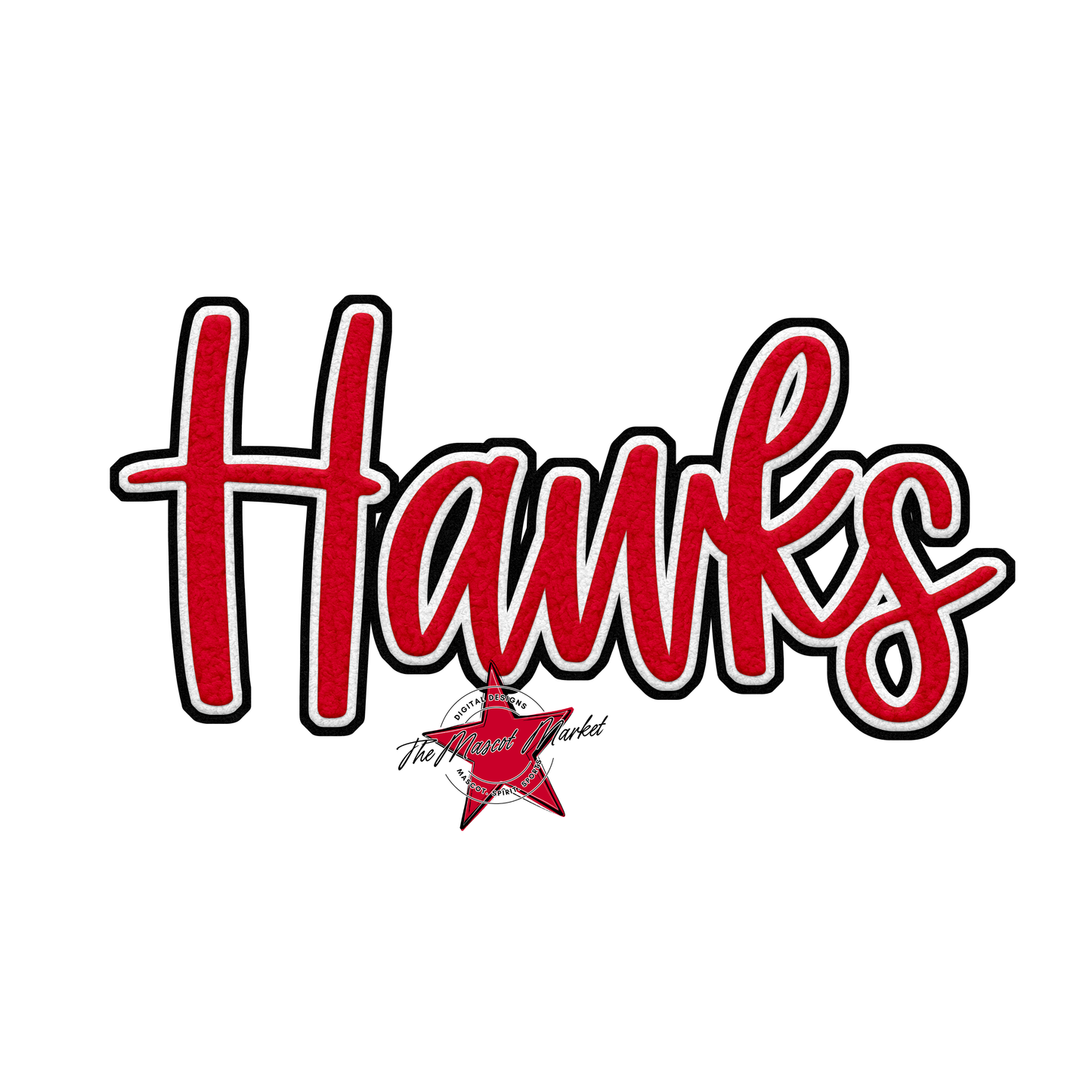 Hawks Faux Chenille Patch-Red