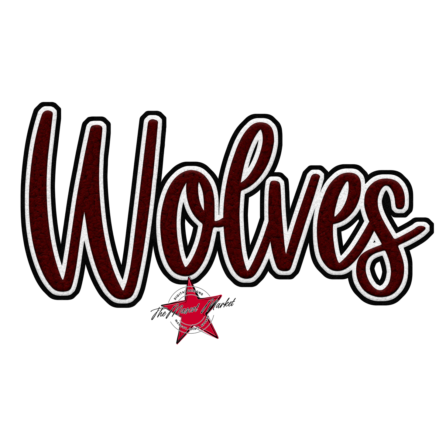 Wolves Faux Chenille Patch-Maroon