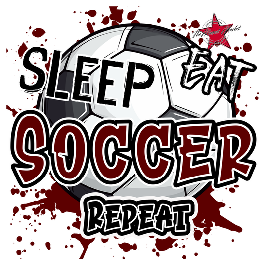 Eat Sleep Soccer Repeat-Maroon