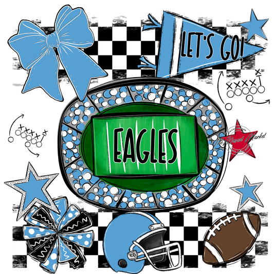 Eagles Checkers Spirit Design-Carolina Blue