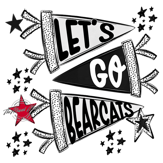 Lets Go Bearcats Flag Design-Black-White