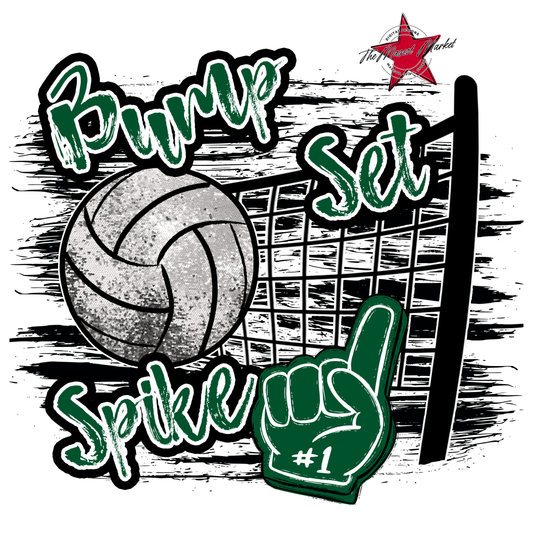 Volleyball Sequins w Net-Green