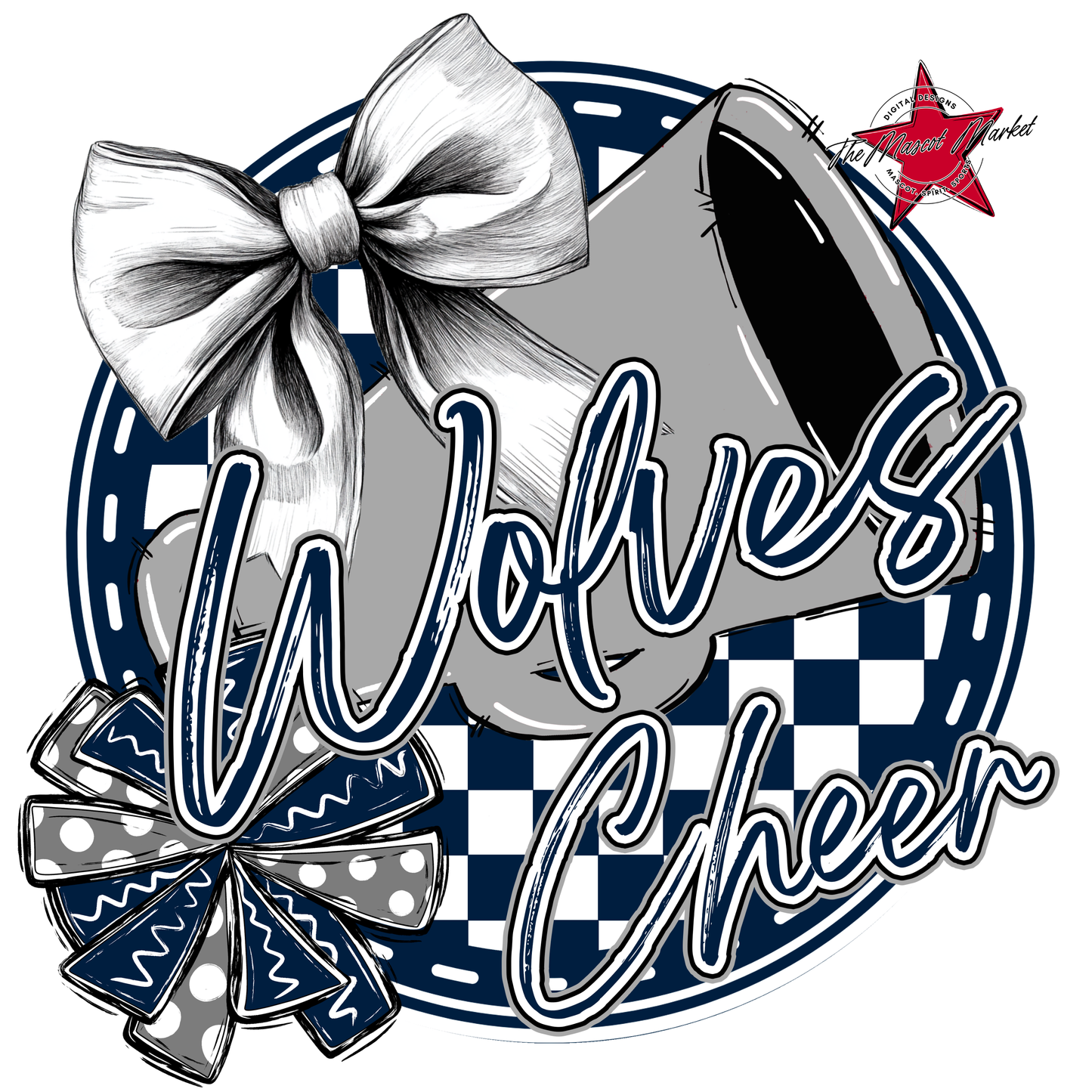 Wolves Circle Cheer Design-Navy-Grey