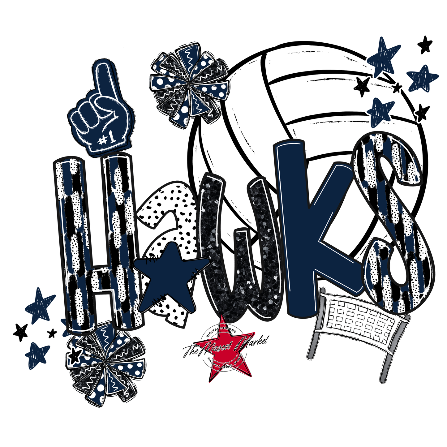 Hawks Volleyball Scrape-Navy
