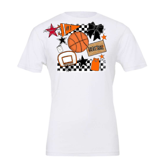 Basketball Checkers Spirit Design-Burnt Orange