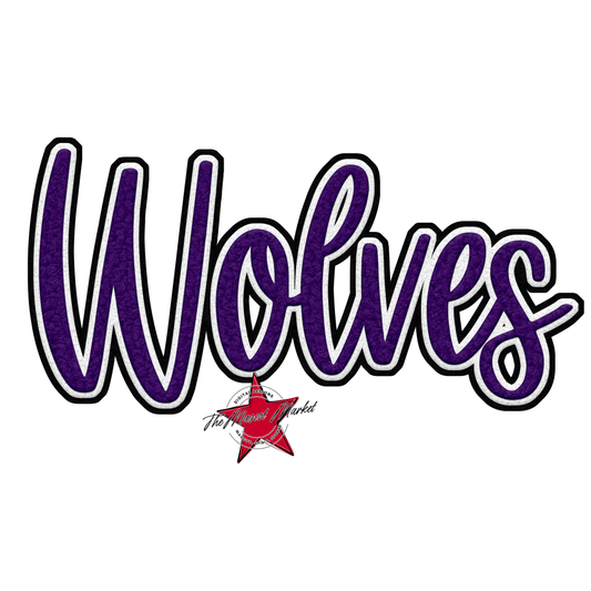 Wolves Faux Chenille Patch-Purple