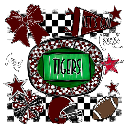 Tigers Checkers Spirit Design-Maroon
