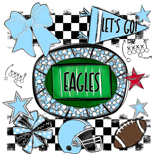 Eagles Checkers Spirit Design-Columbia Blue