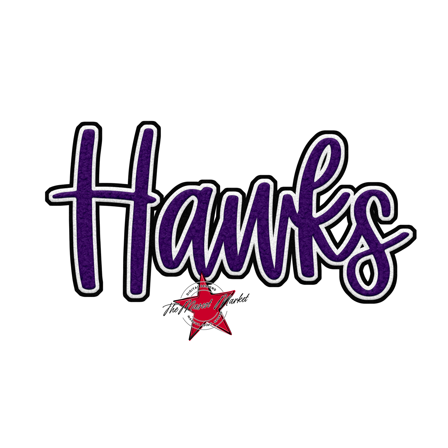 Hawks Faux Chenille Patch-Purple