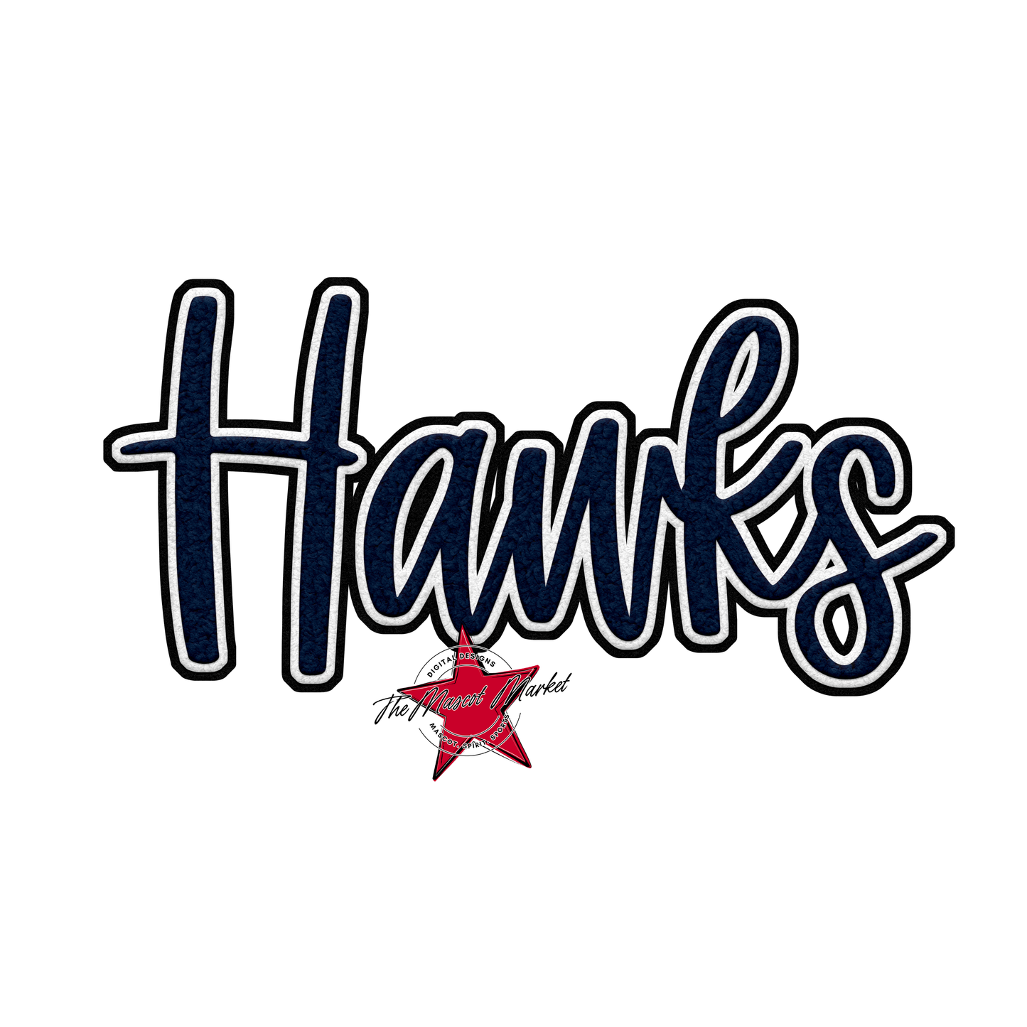 Hawks Faux Chenille Patch-Navy