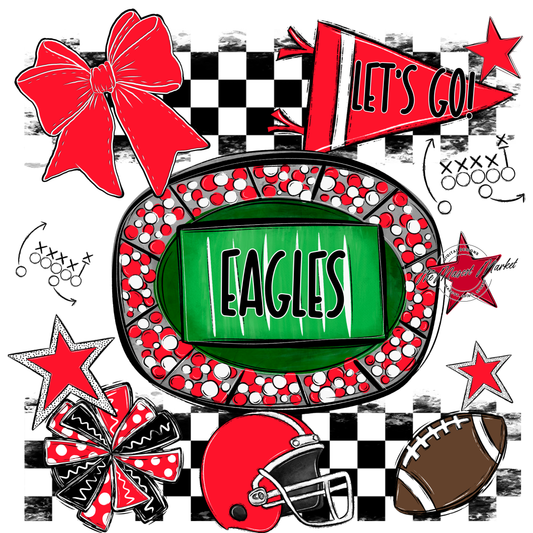 Eagles Checkers Spirit Design-Bright Red