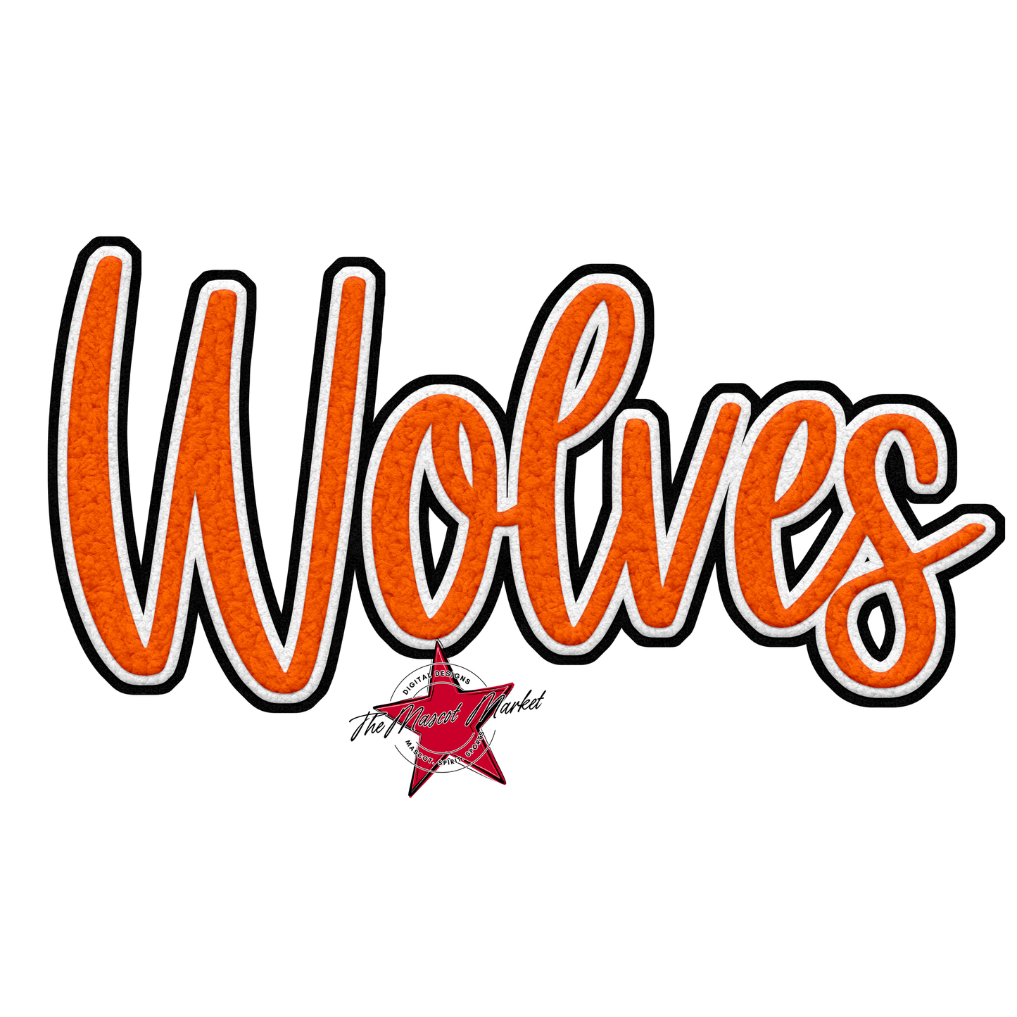 Wolves Faux Chenille Patch-Orange