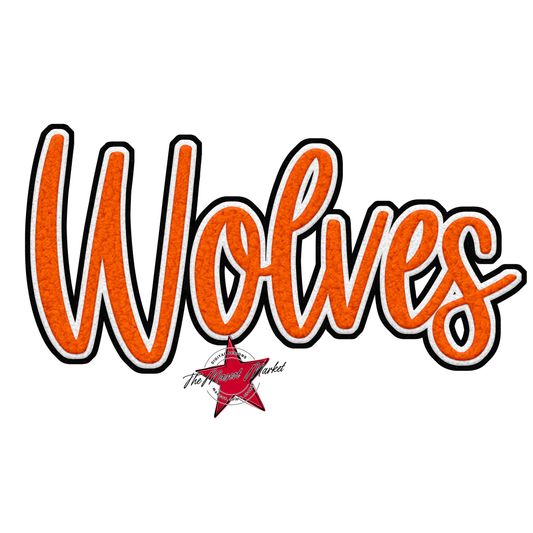 Wolves Faux Chenille Patch-Orange