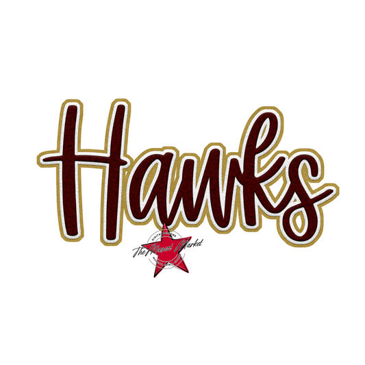 Hawks Faux Chenille Patch-Maroon-Gold