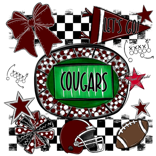 Cougars Checkers Spirit Design-Maroon