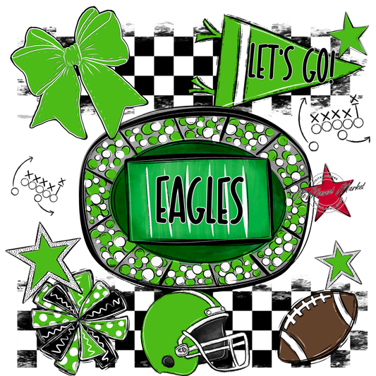 Eagles Checkers Spirit Design-Bright Green