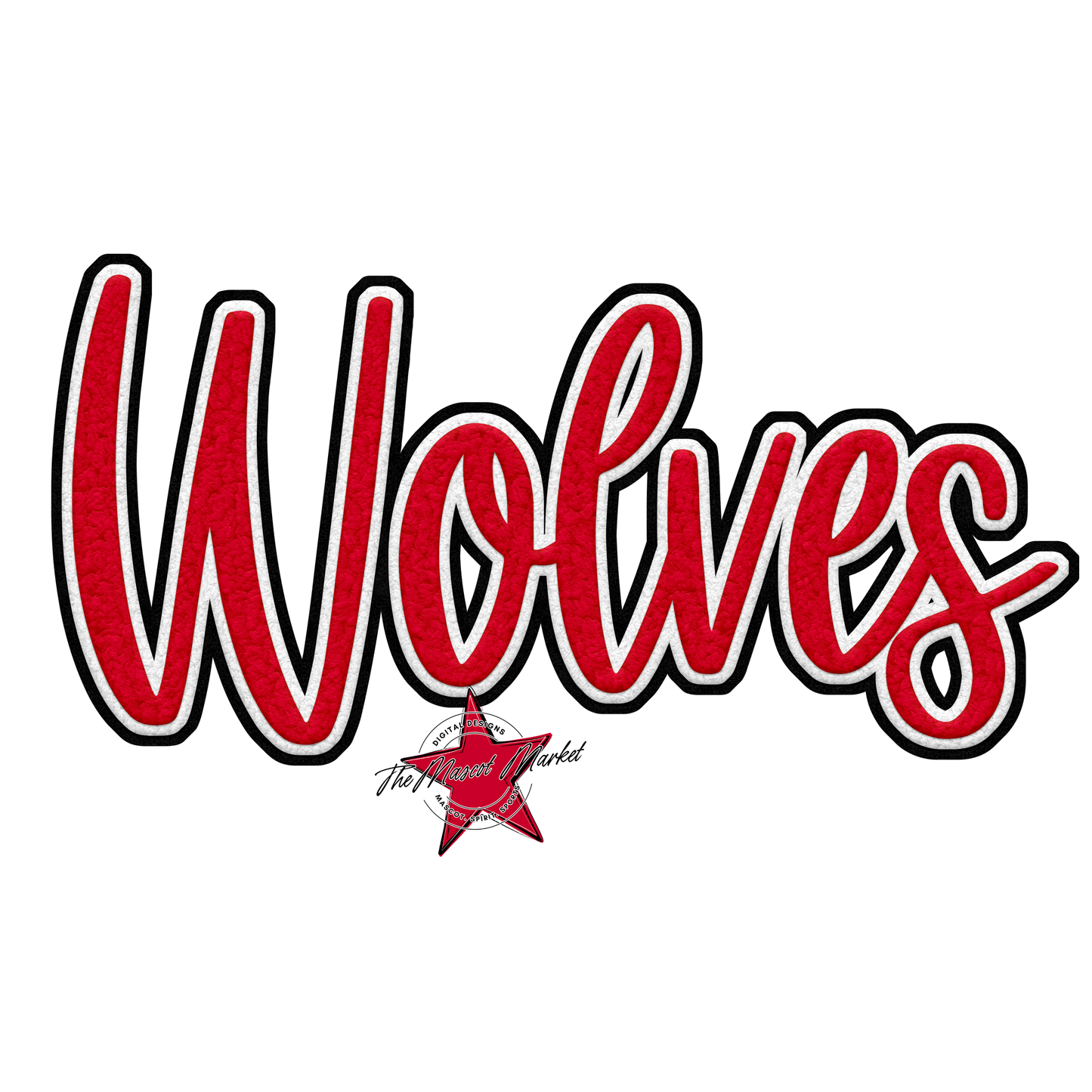 Wolves Faux Chenille Patch-Red